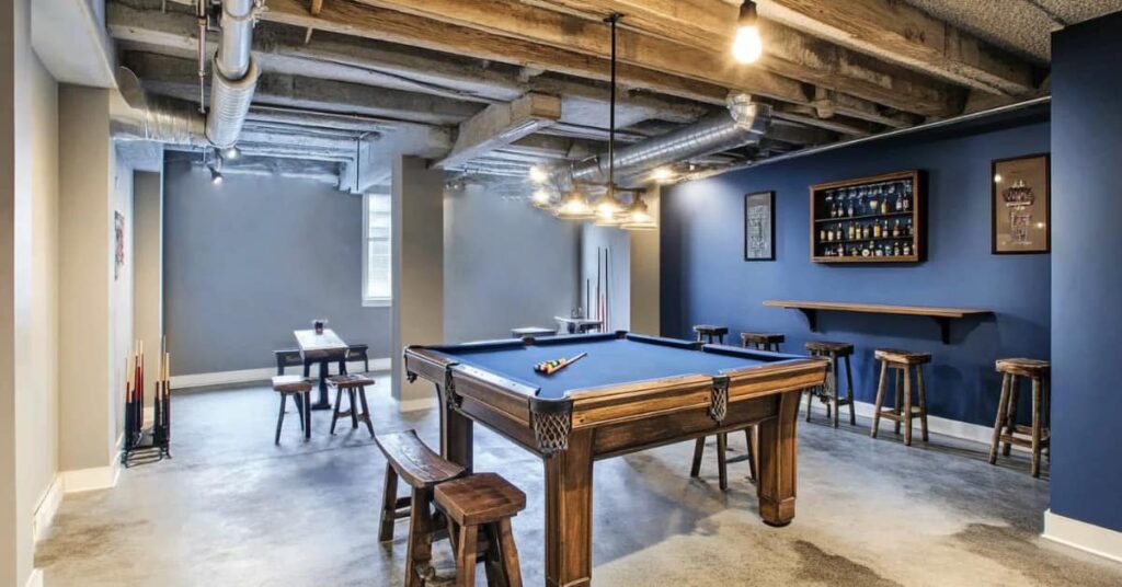 Painting Ideas to Spruce Up a Basement 2 a basement with pool table, concept of Painting Ideas to Spruce Up a Basement