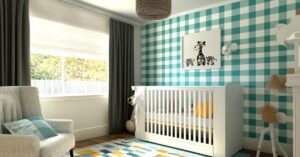 a room with crib and concept of accent wall ideas