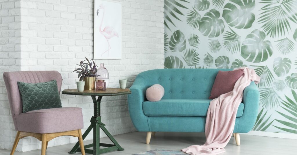 10 Stylish Accent Wall Ideas to Elevate Your Home Design 4 room with brick wall, wallpaper wall and sofa, concept of accent wall ideas