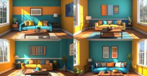 4 variations of painting a room with two colors